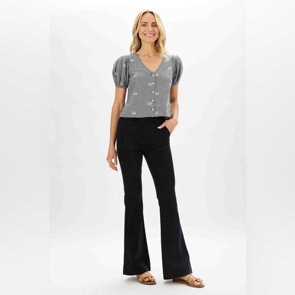 New! judy blue high rise elastic waist pull on trouser flare black JB88651 BK - Picture 8 of 14